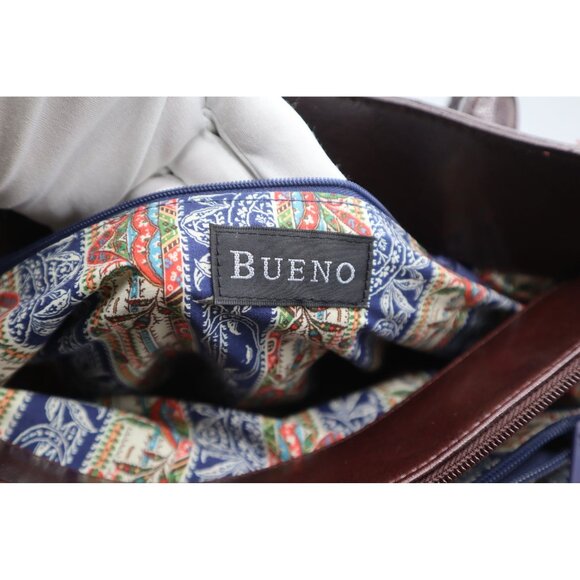 Bueno Brown Faux Crocodile Tote Bag With Braided Handles Printed Interior - Picture 2 of 13